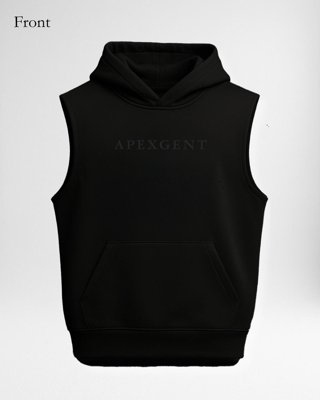 Sleeveless Hoodie Oversized - Stealth Black - Apexgent