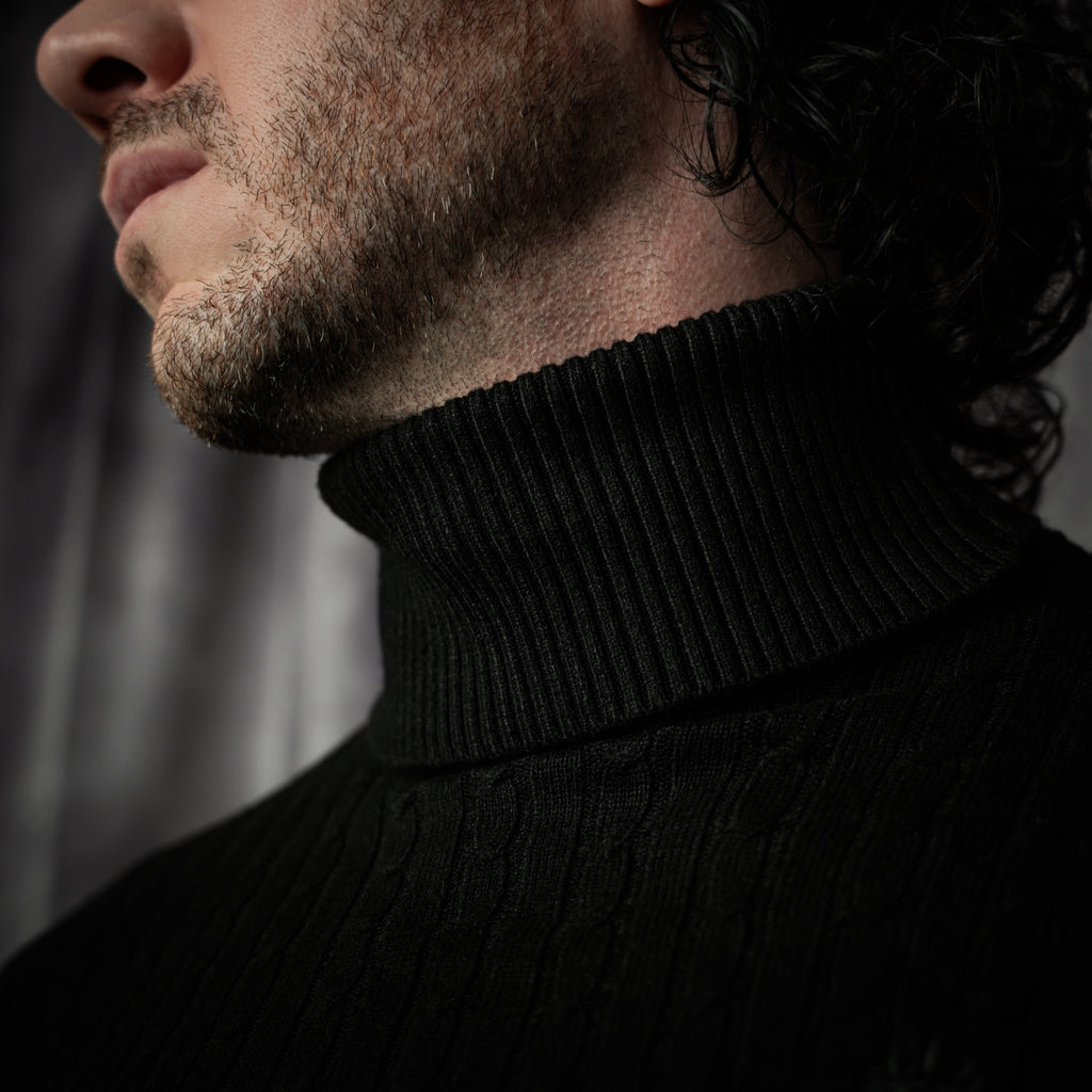 Turtleneck Black Logo - Apexgent