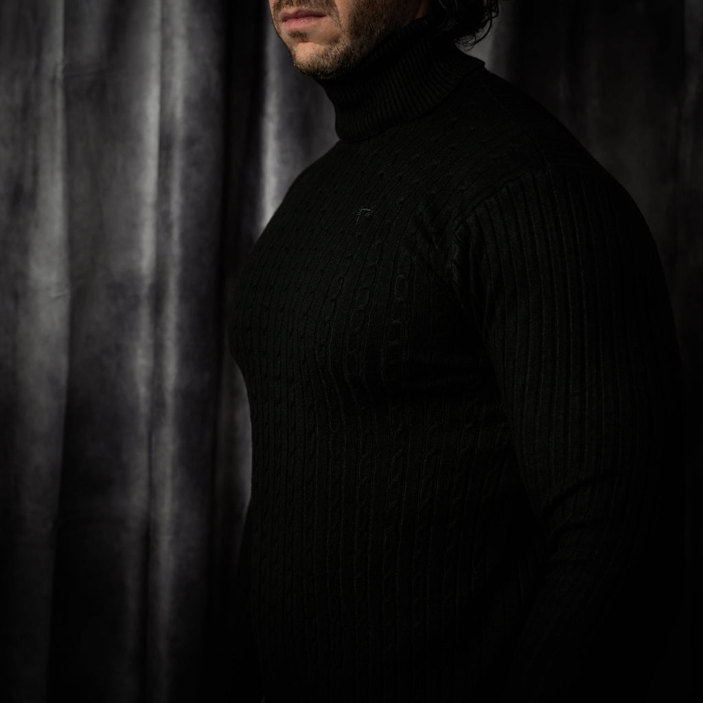 Turtleneck Black Logo - Apexgent